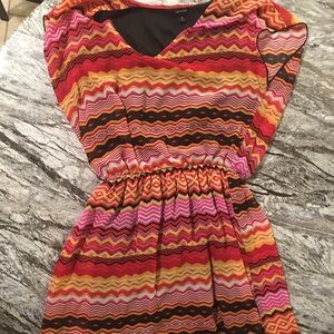 Red Triangle Patterned Mini Dress